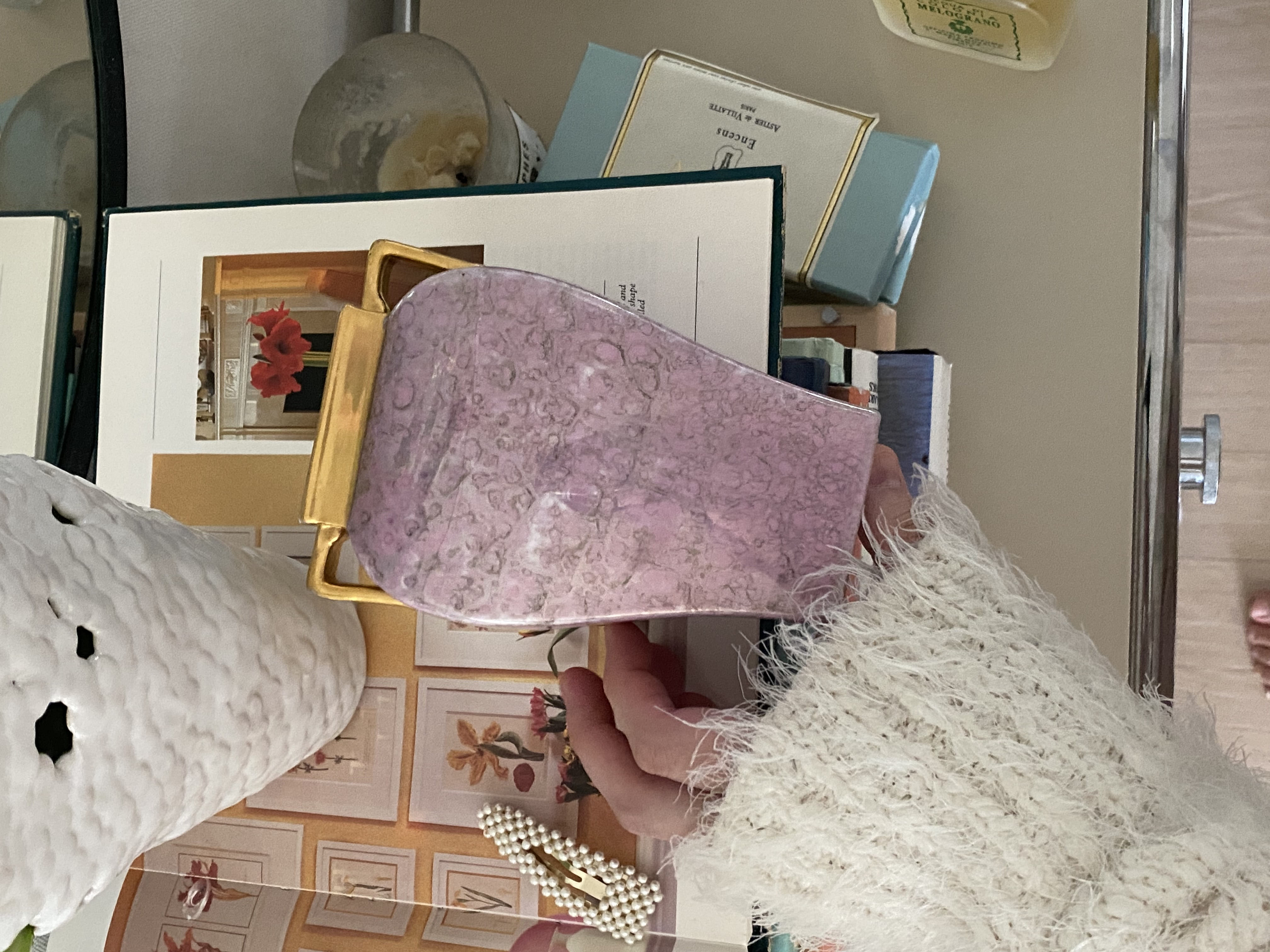 30`S Vintage Handpainted, Pink,Purple and Gold Vase