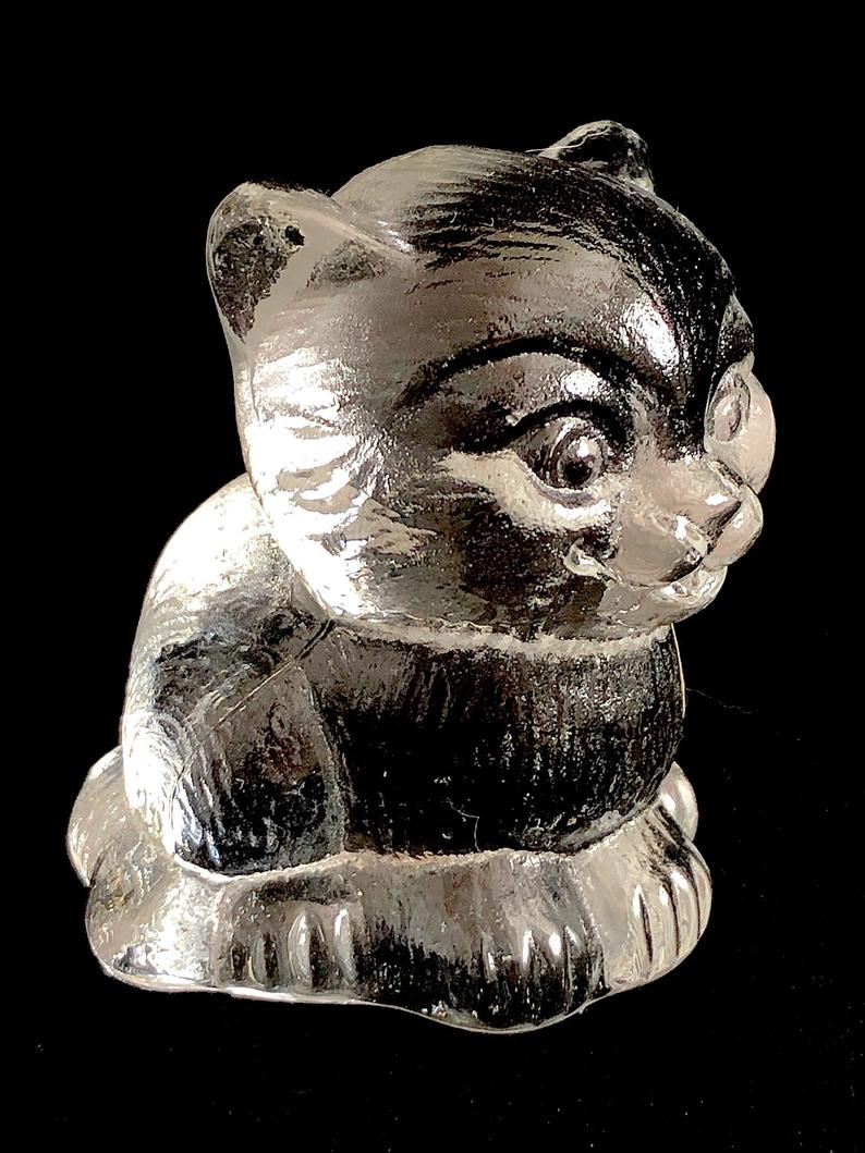 80`S Vintage GOEBEL Glass Kitty Cat Paperweight