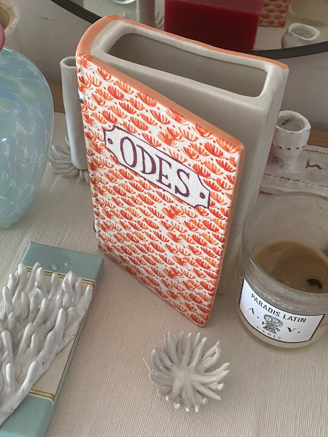 20S` Vintage Ceramic Book Shape Vase