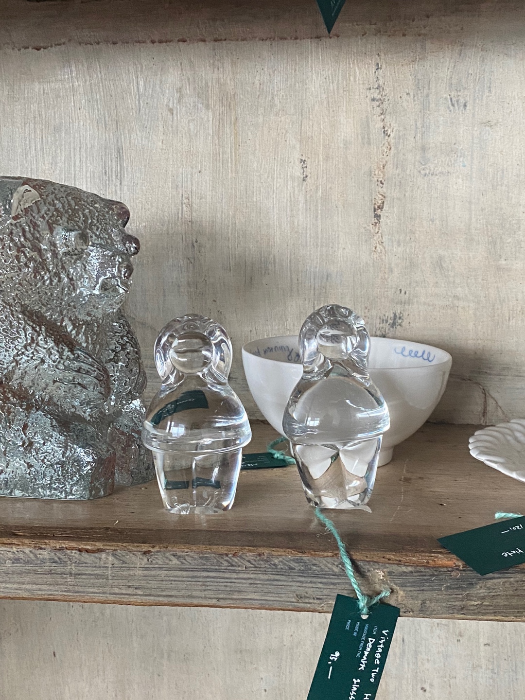 Vintage Two Holmegaard Denmark Signed Danish Glass Paper Weights