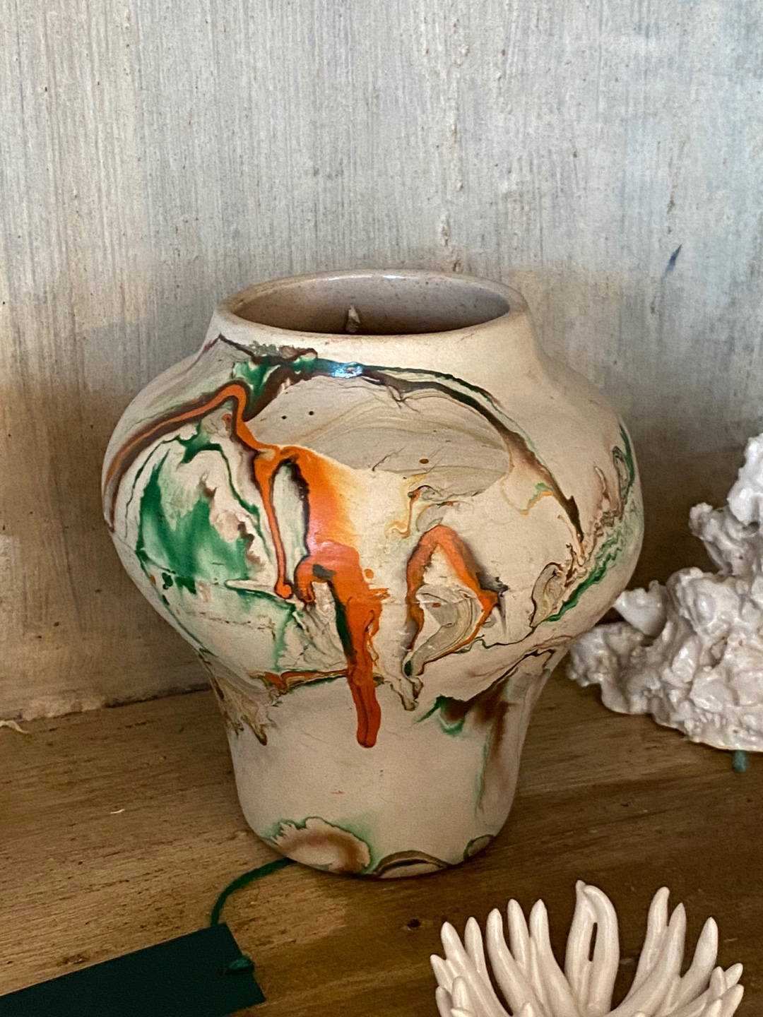 20&#039;S Vintage Nemadji Pottery Marble Vase